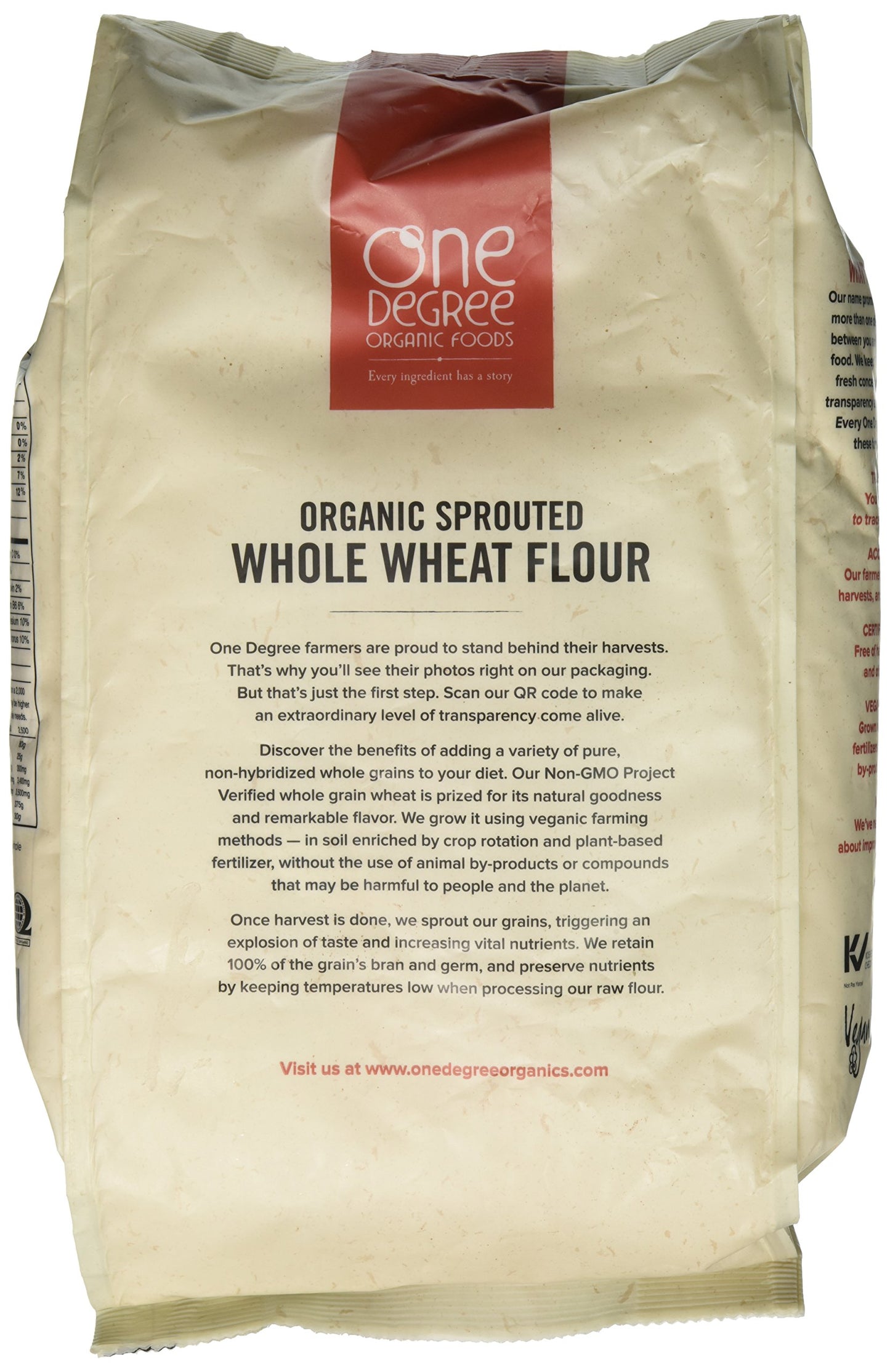 One Degree Organic Foods Sprouted Whole Wheat Flour, Certified Non-GMO & Vegan Flour for Baking, Plant Based & Organic Bread Flo