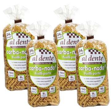 Al Dente Carba-Nada Egg Fusilli  Lower Carb  High Protein - Keto And Weight Watcher Diets-Friendly  Artisanal  Cage-Free Eggs And Non-Gmo Ingredients  12Oz (Pack Of 4)