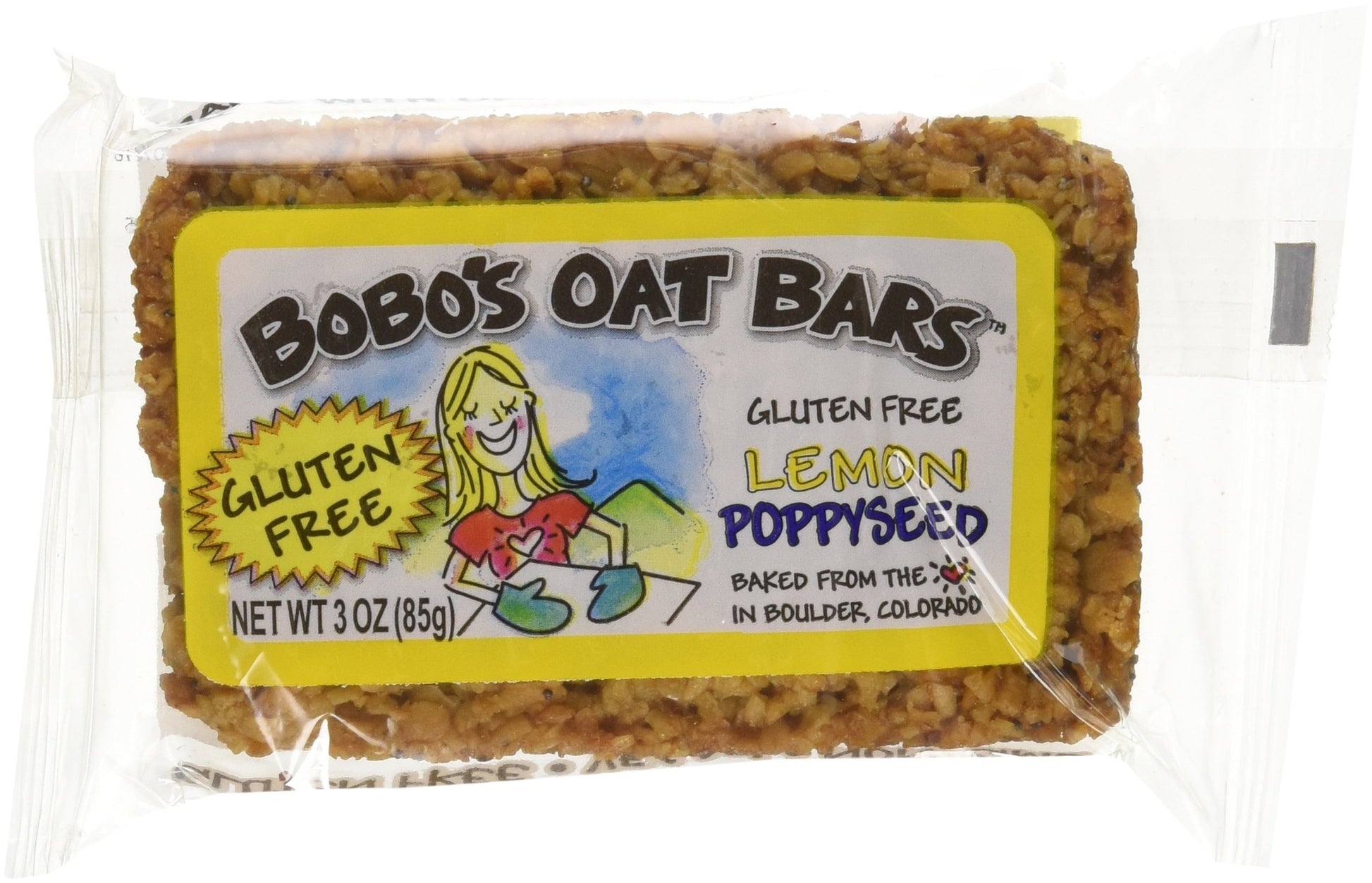 Oat Bars Gluten Free Lemon Poppyseed, 3 oz(Pack of 12)