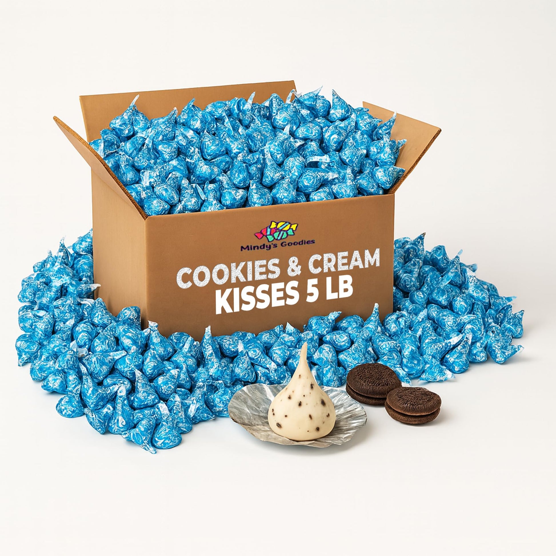 Mindys Goodies Cookies & Cream Kisses, 5lb Pack, Individually Wrapped Chocolate, Ideal for Parties and Gift Baskets