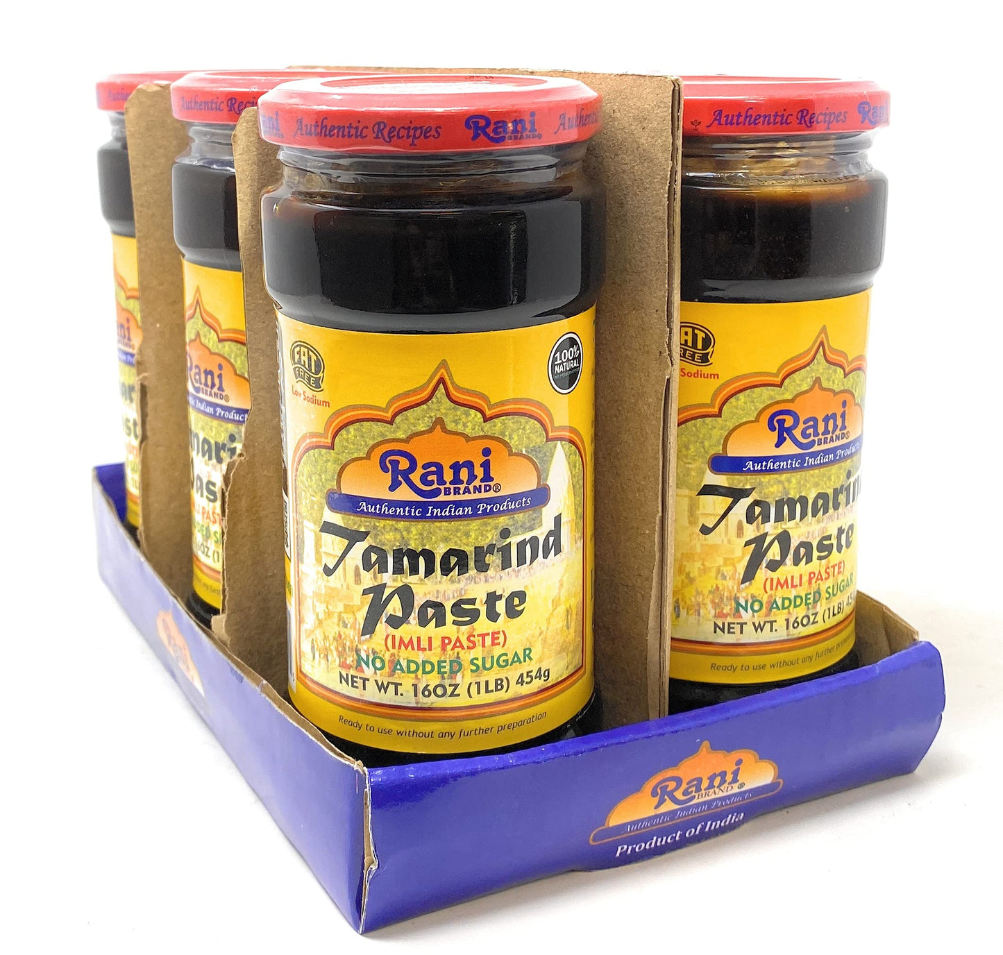 Rani Tamarind Paste Puree (Imli) 16oz (1lb) 454g Glass Jar, No added sugar, Pack of 5+1 FREE ~ All Natural | Vegan | Gluten Free