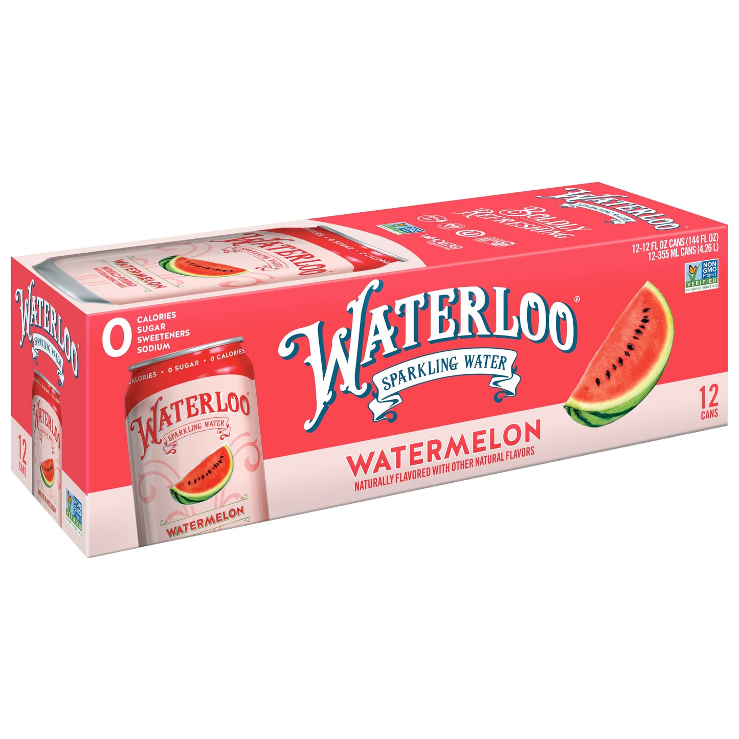 Waterloo Sparkling Water, Watermelon Naturally Flavored, 12 Fl Oz Cans (Pack Of 12) – Zero Calories And Zero Sugar Or Sweeteners