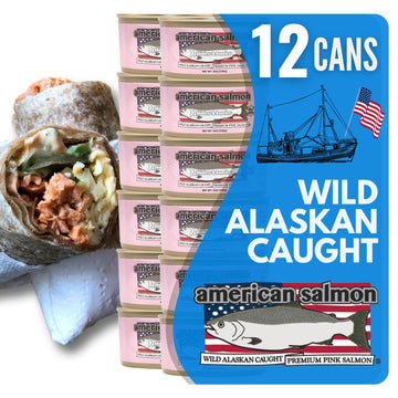 American Tuna Sushi-Grade Wild Alaskan Pink Salmon, Skinless & Boneless, 6 oz Cans, Pack of 12, MSC Certified, Sustainably Caught