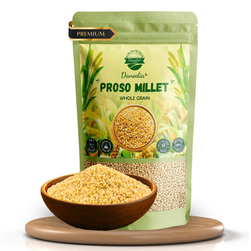 Danodia Foods Organic Proso Millet (2 Lbs | 950G | 33Oz) | Unpolished, Whole Grain, Gluten-Free, Hulled Superfood | Natural, Non-Gmo, Vegan, High Fiber & Protein | Fda Registered