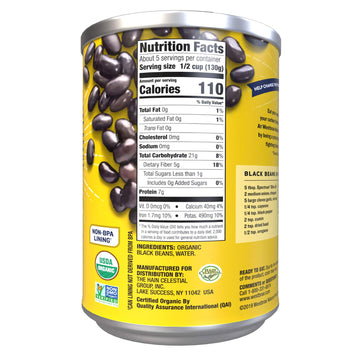 Westbrae Natural Organic Black Beans, No Salt Added, 25 Oz (Pack Of 12)