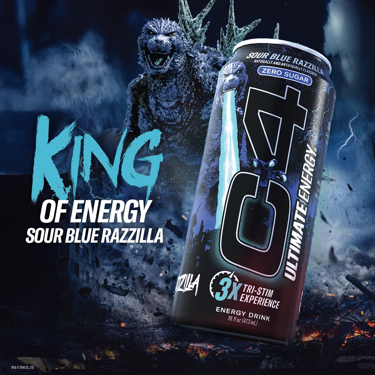 Cellucor C4 Ultimate | Pre Workout Sugar Free Energy Drink | Tri-Stim Experience with 300mg Caffeine + TeaCrine + Dynamine | Sour Blue Razzilla| 16oz (Pack of 12)