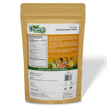ORGANIC ZING Turmeric Powder - 100% Pure, Rich in Antioxidants, 115g (4.06oz), Packed in India