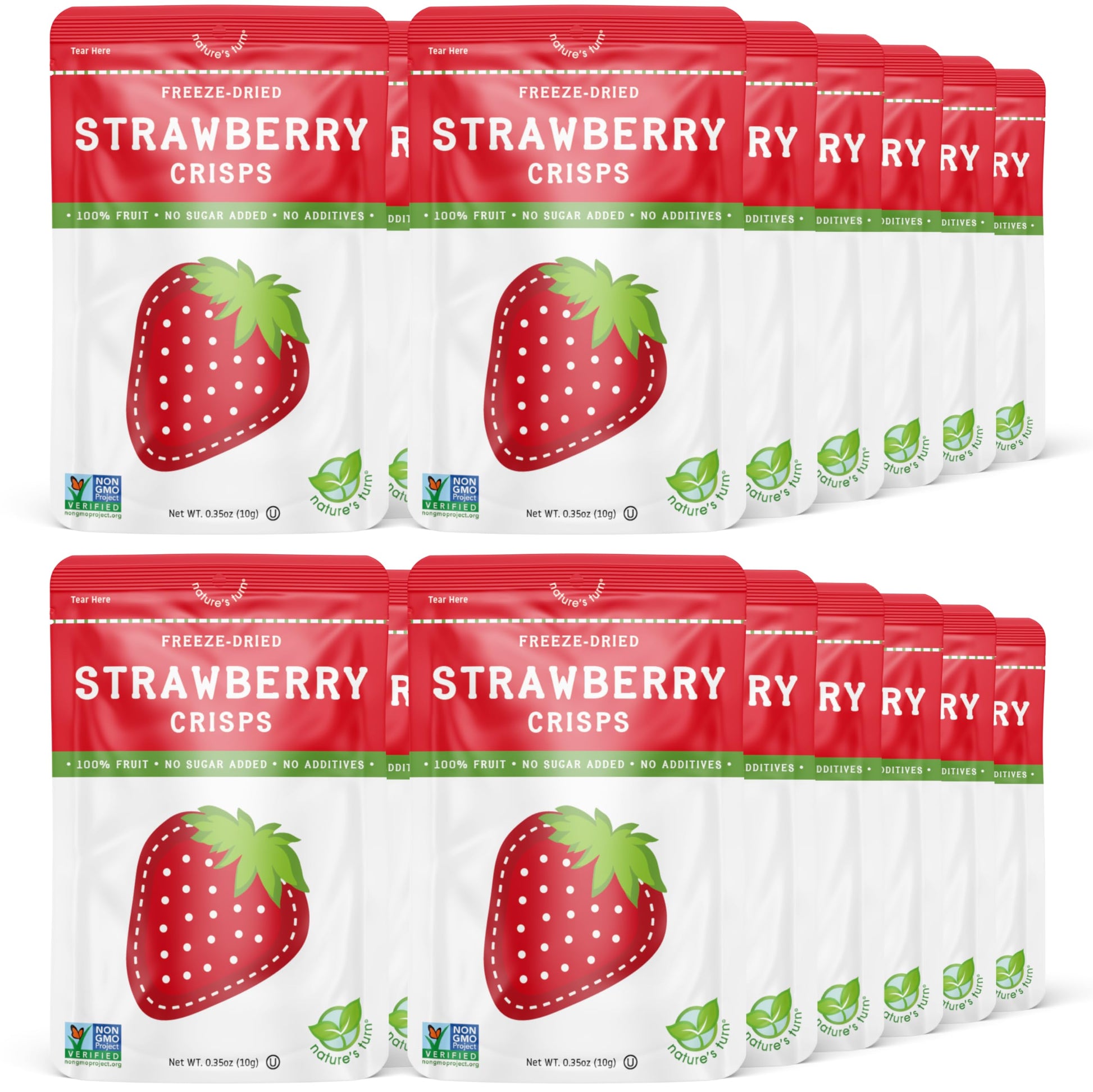 Natures Turn Freeze-Dried Fruit Snacks, Strawberry Crisps, Pack Of 24 (0.35 Oz Each)