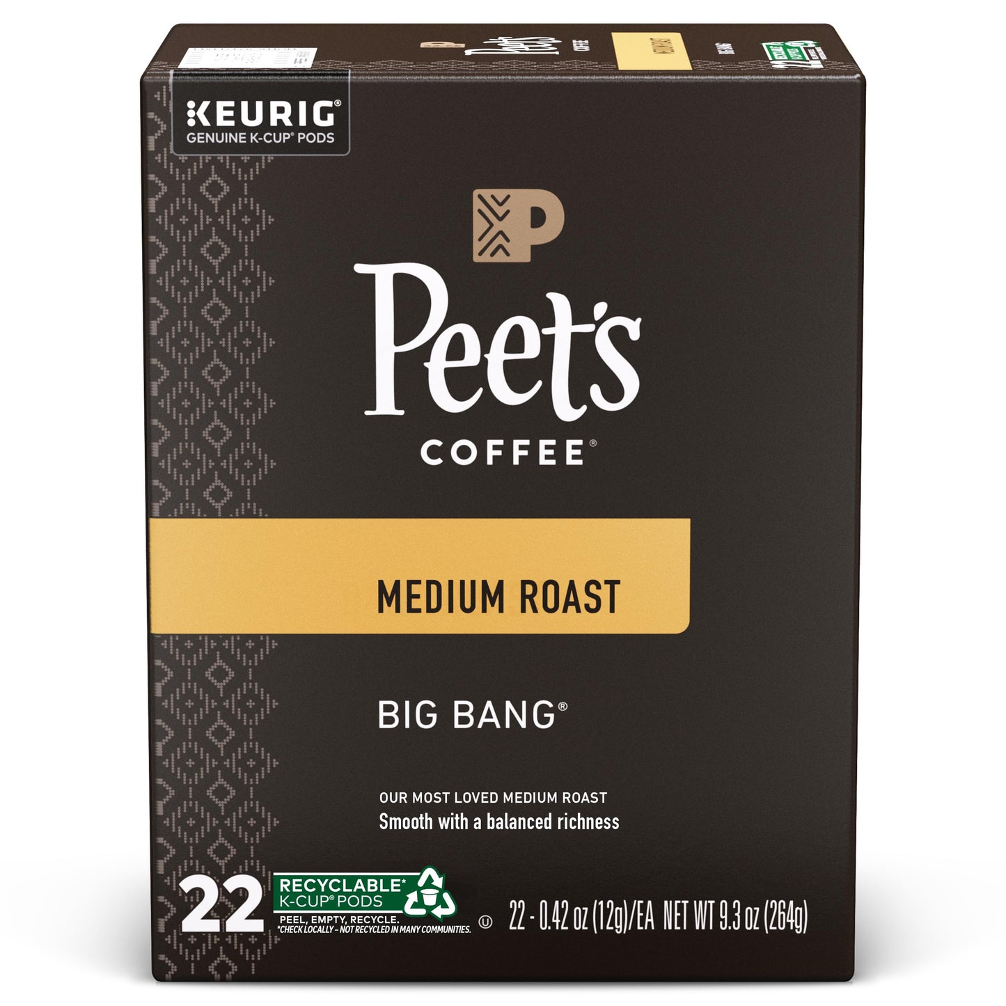 Peets Coffee K-Cup Pods for Keurig, Medium Roast, Big Bang, 22 Count (Pack of 1)