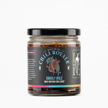 Unholy Mol   Chili Crisp - Mole Style Chili Oil with Cocoa, Mexican Spices & Crispy Onions - Smoky, Fruity, Savory, Medium Heat 