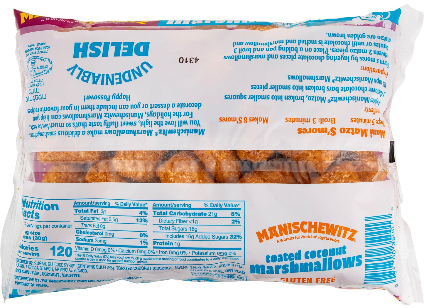 Manischewitz Toasted Coconut Marshmallows 10oz (2 Pack), Kosher for Passover