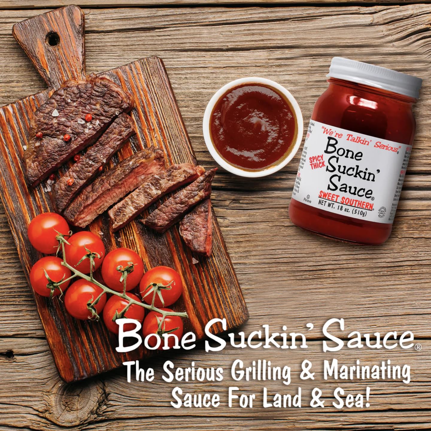 Bone Suckin Barbecue Sauce, Thick & Spicy, Gluten-Free, Non-GMO, 18 Ounces