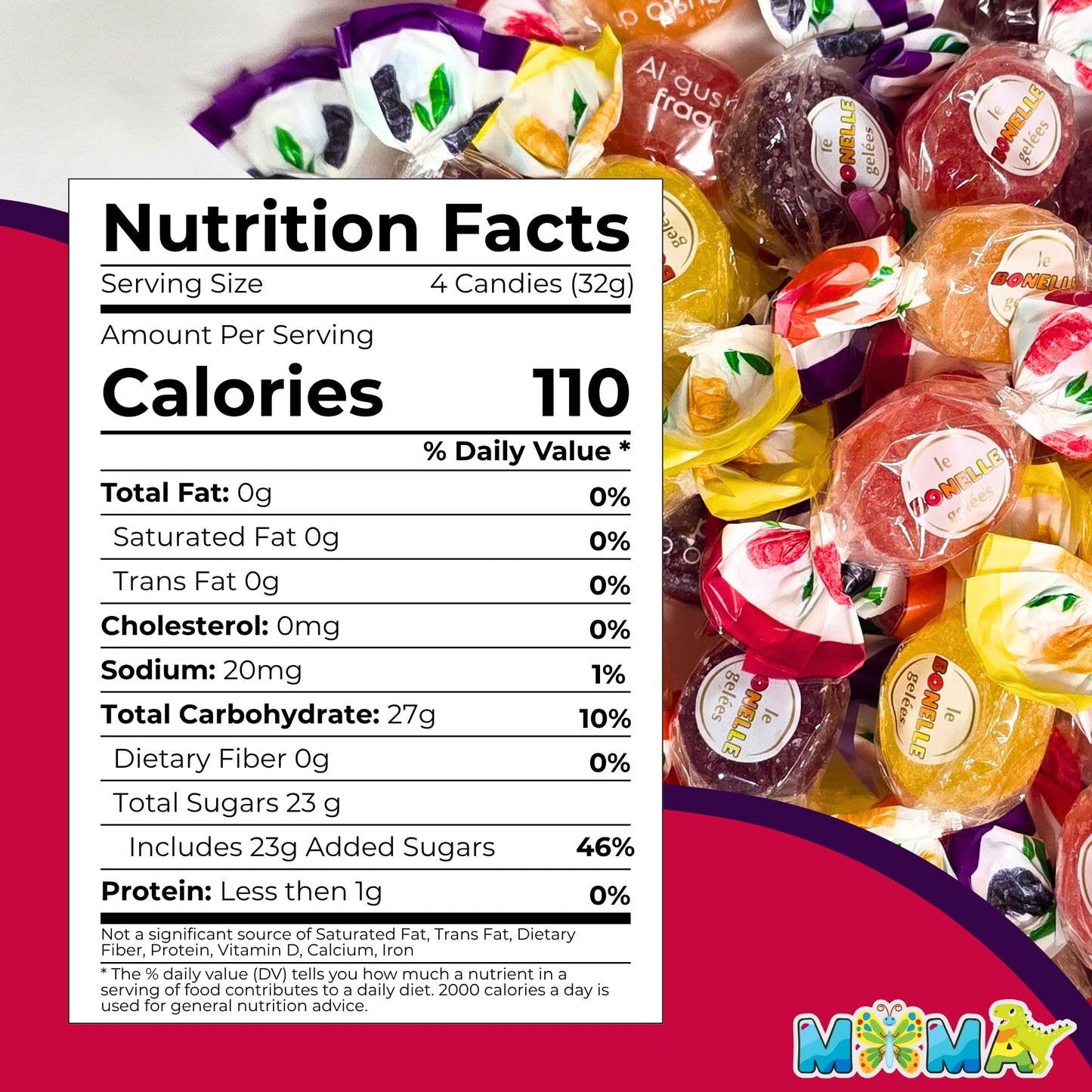MIMA MIMA B0nelle Italian Rotonda Fruit Jelly Candy - Assorted Individually Wrapped - 1 lb for Gifting & Sharing