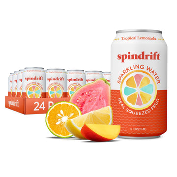 Spindrift Sparkling Water  Tropical Lemonade Flavored  Made with Real Squeezed Fruit  12 Fl OZ Cans  Pack of 24 (Only 13 Calories per Can)