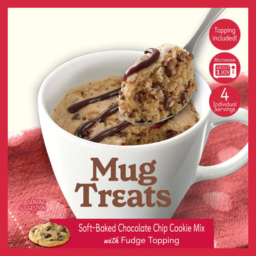Betty Crocker Mug Treats Soft-Baked Chocolate Chip Cookie Mix With Fudge Topping, 4 Servings (Pack Of 6)