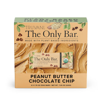 Truvani Plant Based Snack Bar | Peanut Butter Chocolate Chip 4 Pack | 8G Protein | Usda Organic And Vegan | The Only Bar | Dairy