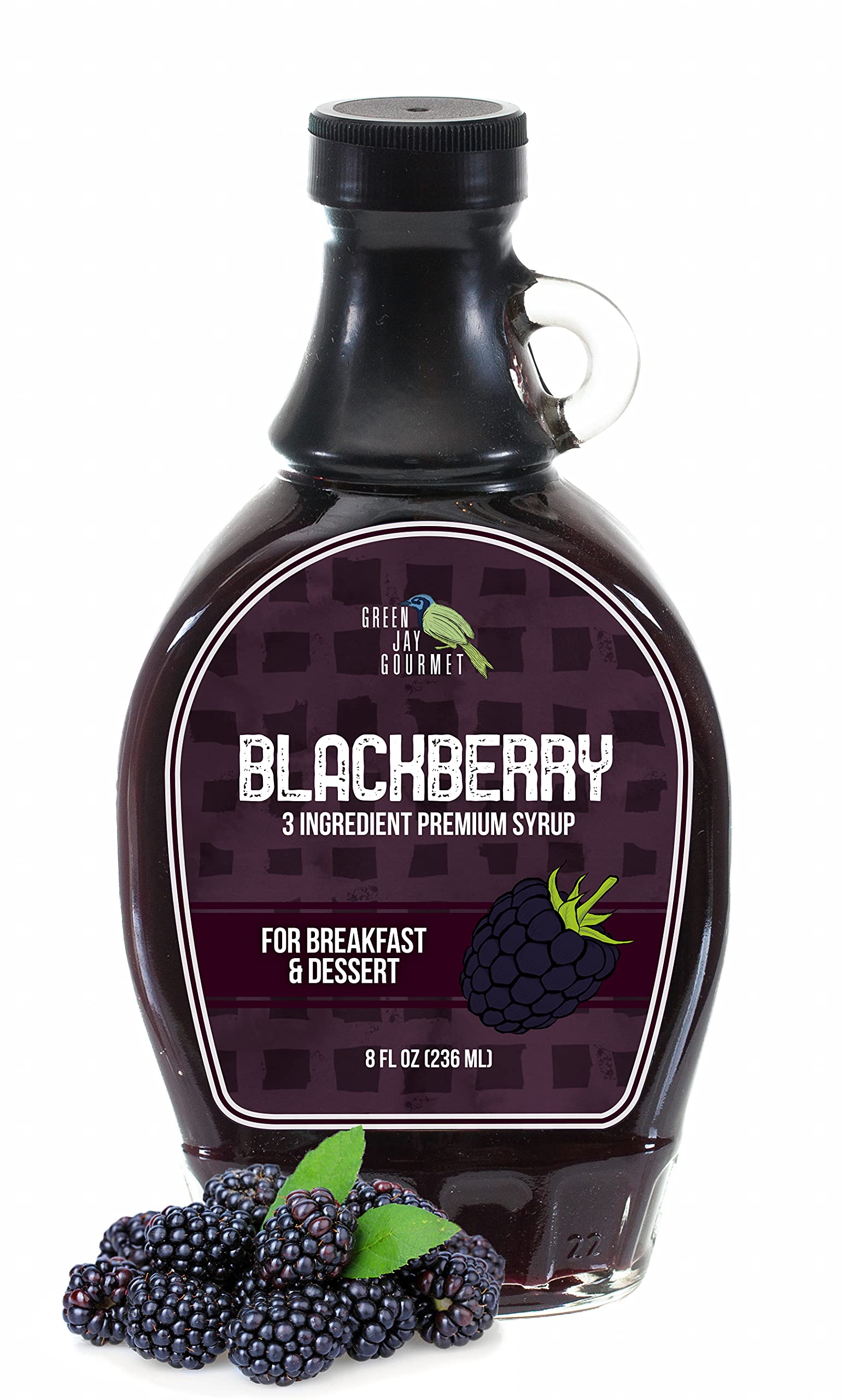 Green Jay Gourmet Blackberry Syrup - All-Natural, Non-GMO - 8 Fl Oz