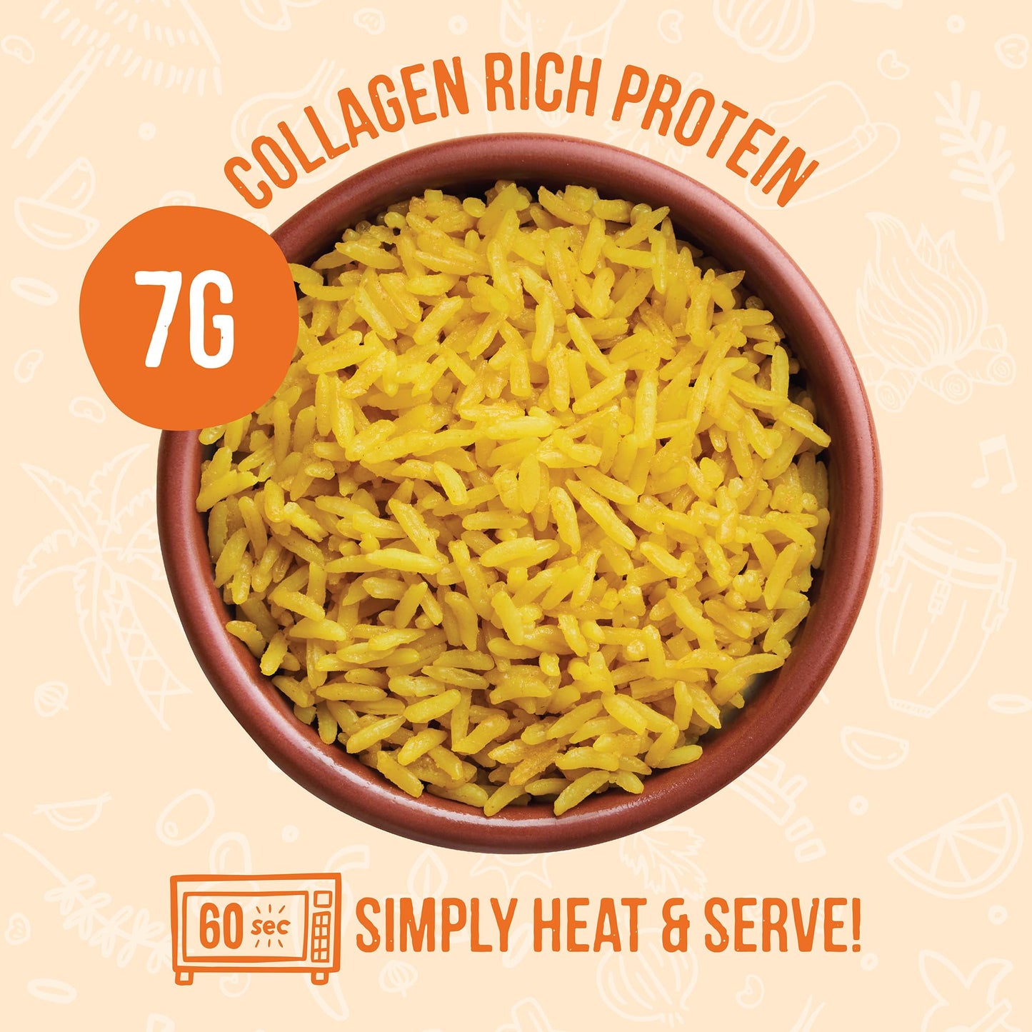 A Dozen Cousins Rice Packets, Spanish Yellow Rice, 8 Pack, 8 Ounce Each, 7g Protein, Microwaveable, Contains Collagen