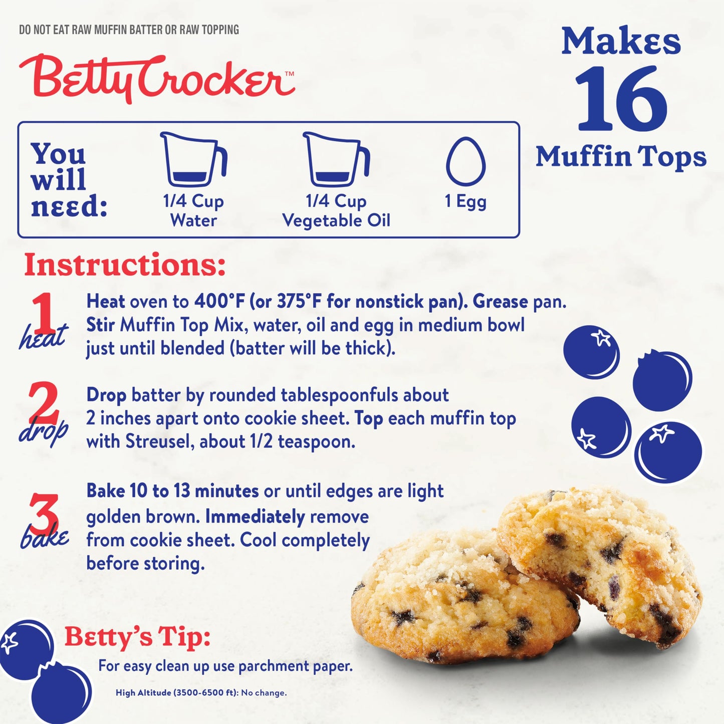Betty Crocker Muffin Tops Mix, Blueberry, With Topping, 11.9 Oz
