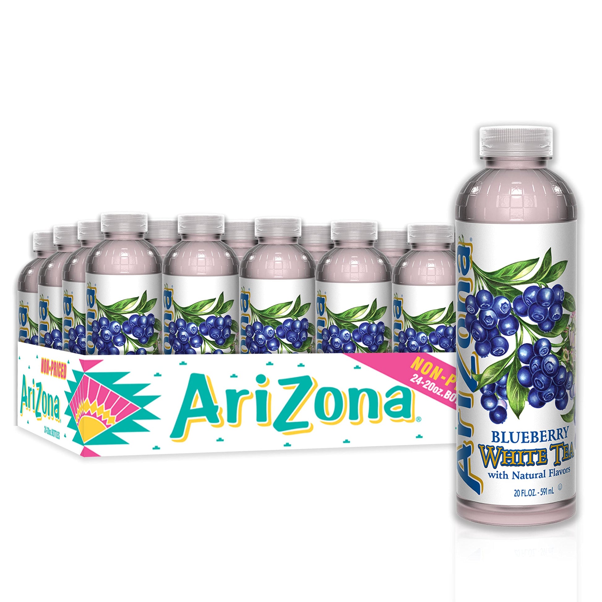 AriZona Premium Brewed Blueberry White Tea, 20 Fl Oz, Pack of 24
