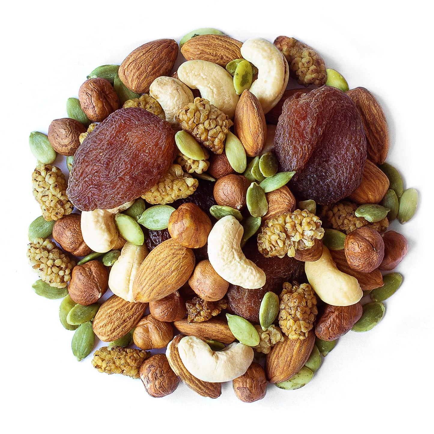 Food to Live Organic 6-Forces Trail Mix, 1 Pound - Raw, Non-GMO, Mulberries, Cashews, Pumpkin Seeds, Apricots, Hazelnuts, Almond