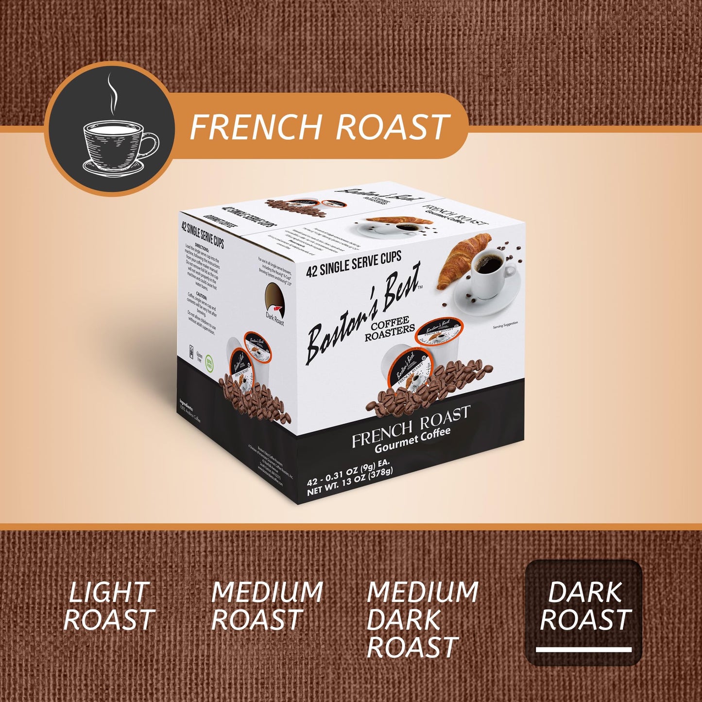 Boston’S Best - Rich & Bold French Roast Gourmet Delectable Dark Roast Coffee, Compatible With Keurig Coffee Maker, 1 Count (42 Single Serve Cups)