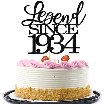 Migeaks legend since 1934 cake topper 90th birthday happy birthday cake topper men and women cheer 90 years old handmade black g