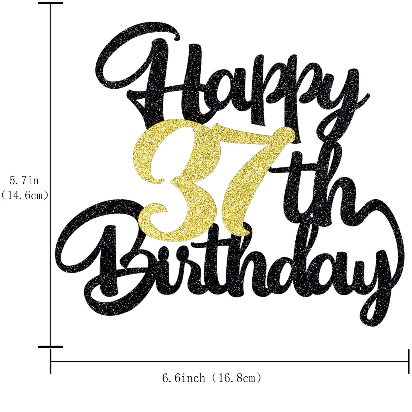 Klionjor 37Th Happy Birthday Cake Topper - Happy Birthday Decoration For 37Th Birthday Party - Gift Plugin (37)