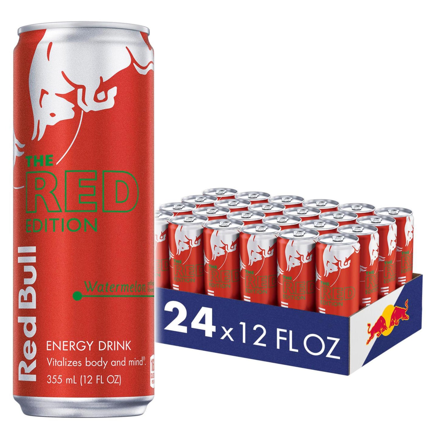 Red Bull Red Edition Energy Drink, Watermelon, 114mg Caffeine, 12 Fl Oz, Pack of 24 Cans