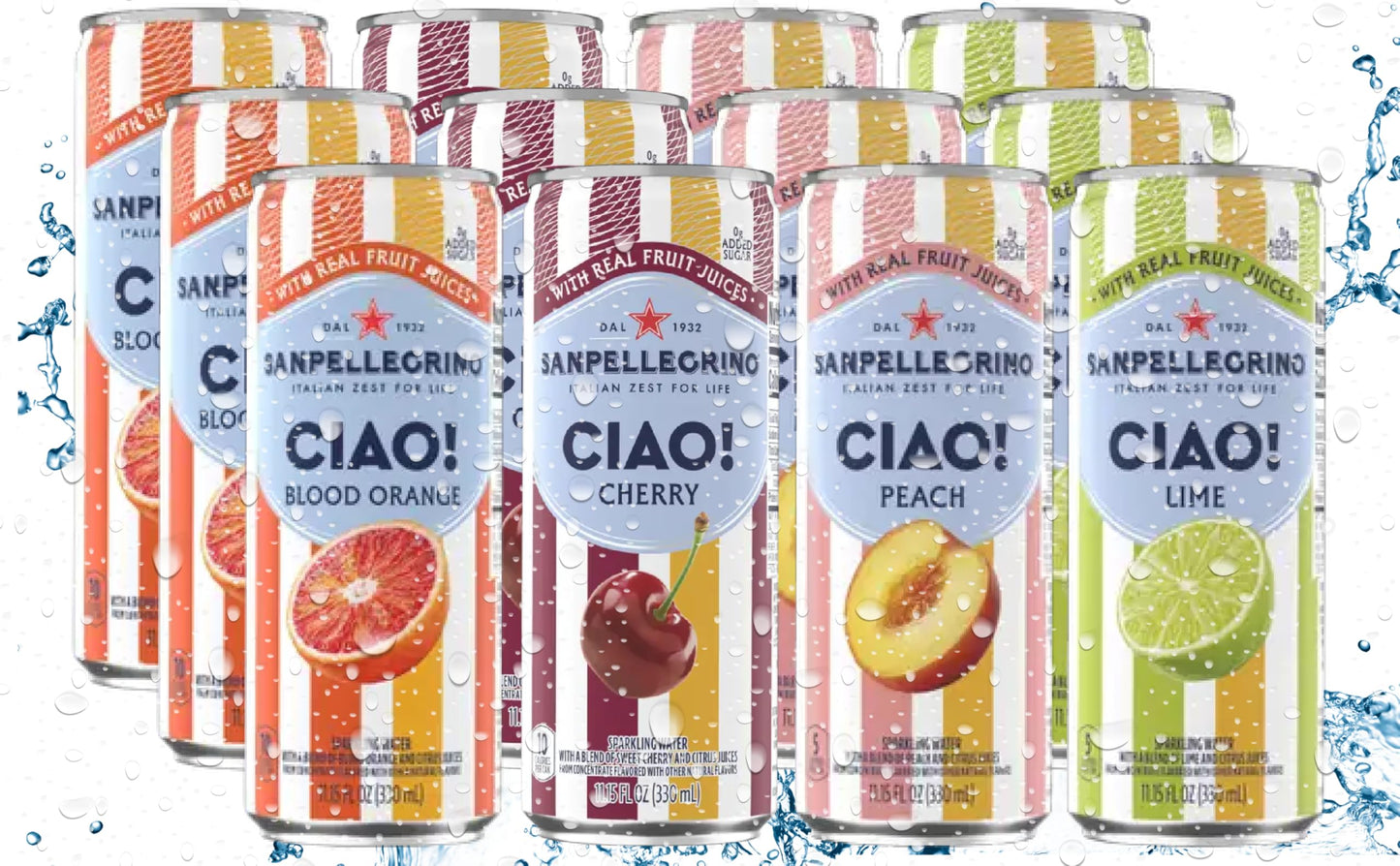 San Pellegrino Ciao 4 Flavor Variety- 3 of Each Flavor- 12 Pack