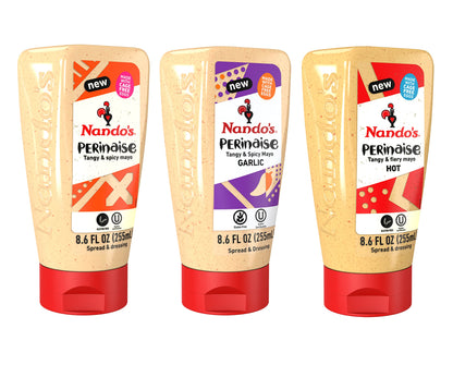 Nandos PERinaise Spicy Mayo Variety Pack - Original PERinaise, Garlic PERinaise, Hot PERinaise - Flavored Spread and Dressing -