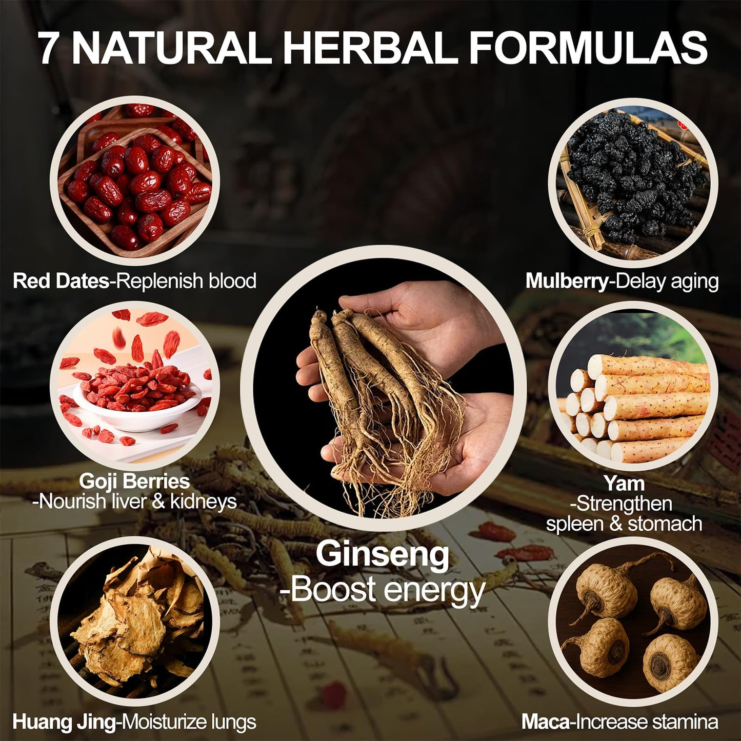 Kidney Tea Formula Ginseng Six Treasure Tea, Te Renal Herbal, Ginseng Five Treasures Organic Kidney Cleanse Traditional Healthy