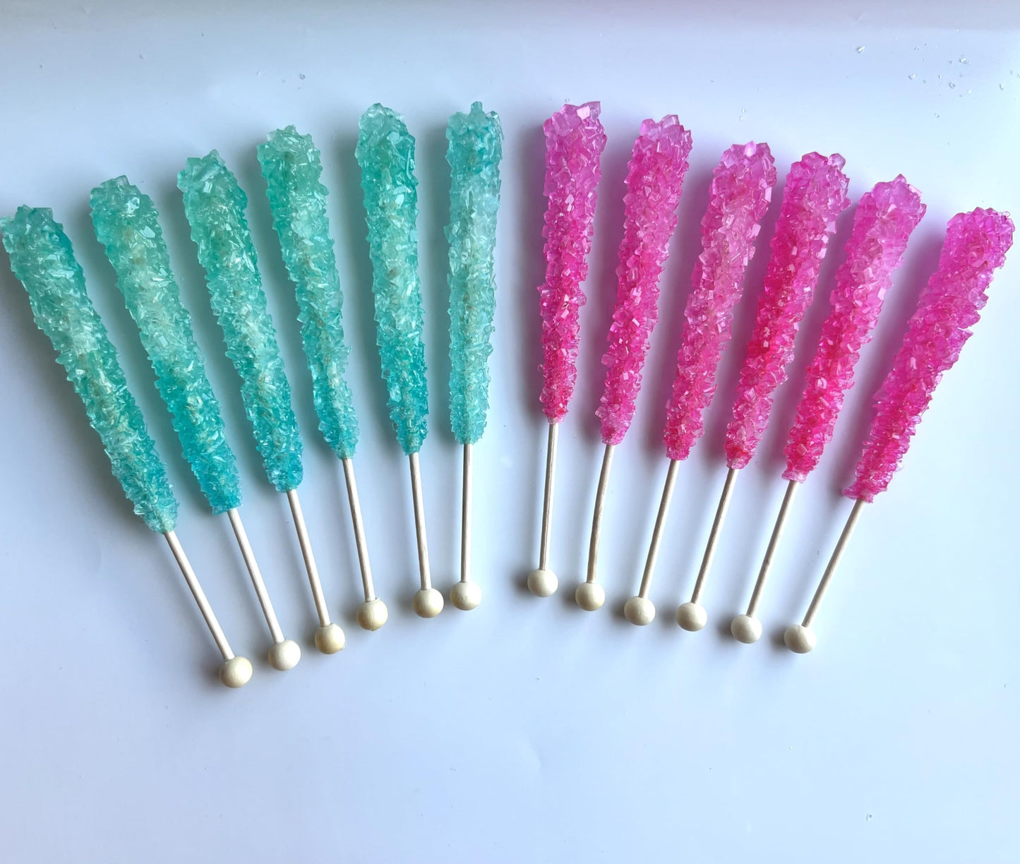 Classic Rock Candy Sticks, Sugar Rock Crystal Lollipops, Individually Wrapped (Pack Of 12, Gender Reveal (Pink Cherry & Baby Blu