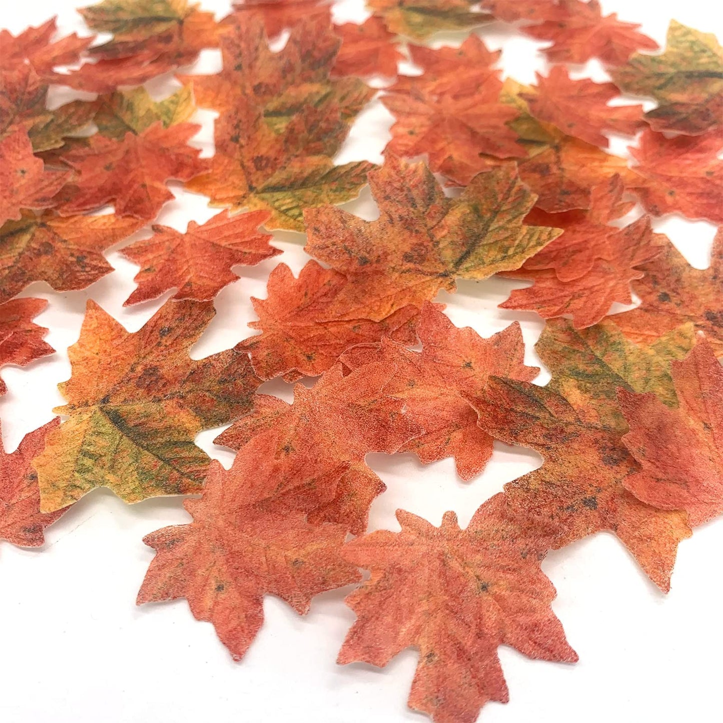 Weraru Edible Fall Leaves Cupcake Toppers, 90 Pcs, Gold Leaf Paper Decorations for Parties