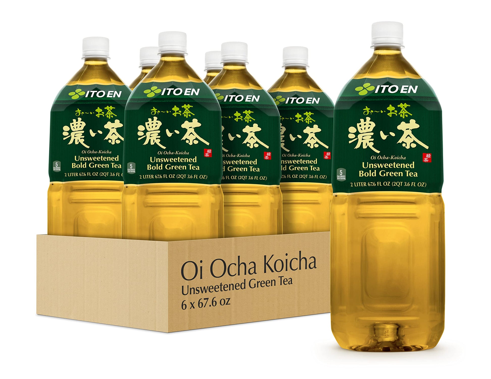 Ito En Oi Ocha Unsweetened Bold Green Tea 2 Liter Bottle (Pack Of 6) Unsweetened Zero Calories