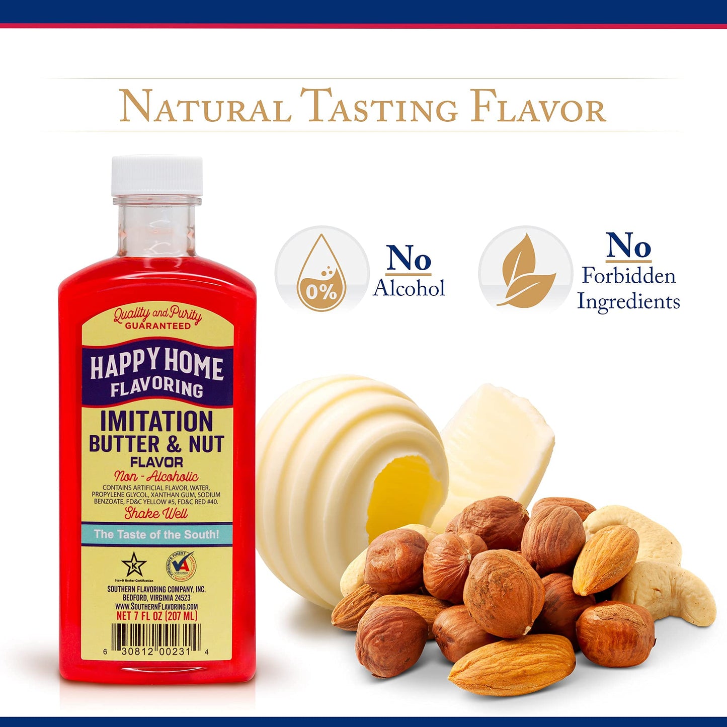 Happy Home compatible with Butter & Nut Flavoring, Non-  ic, Certified Kosher, 7 Fl Oz