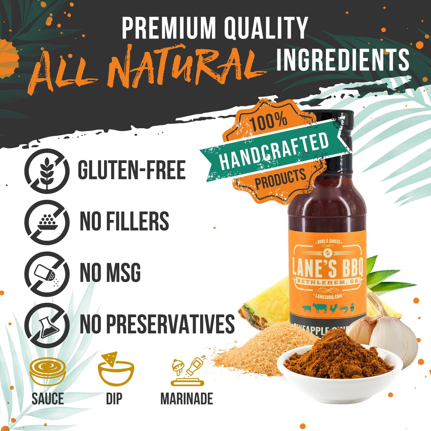 Lane s Pineapple Chipotle BBQ Sauce, All-Natural Tropically Inspired Barbecue Sauce, Goes Great with Chicken, Pulled Pork & Bri