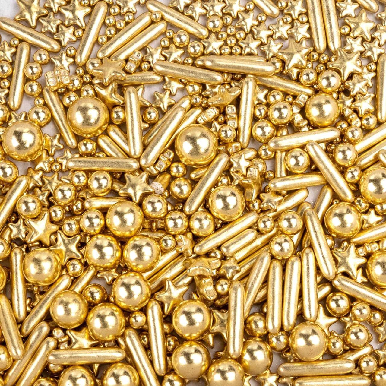 Dazzjoy Edible Gold Pearl Sprinkles, Sugar Candy Pearls, Food Grade, 130G/4.58Oz, Gold Star Pearls Sprinkles For Cake Decorating