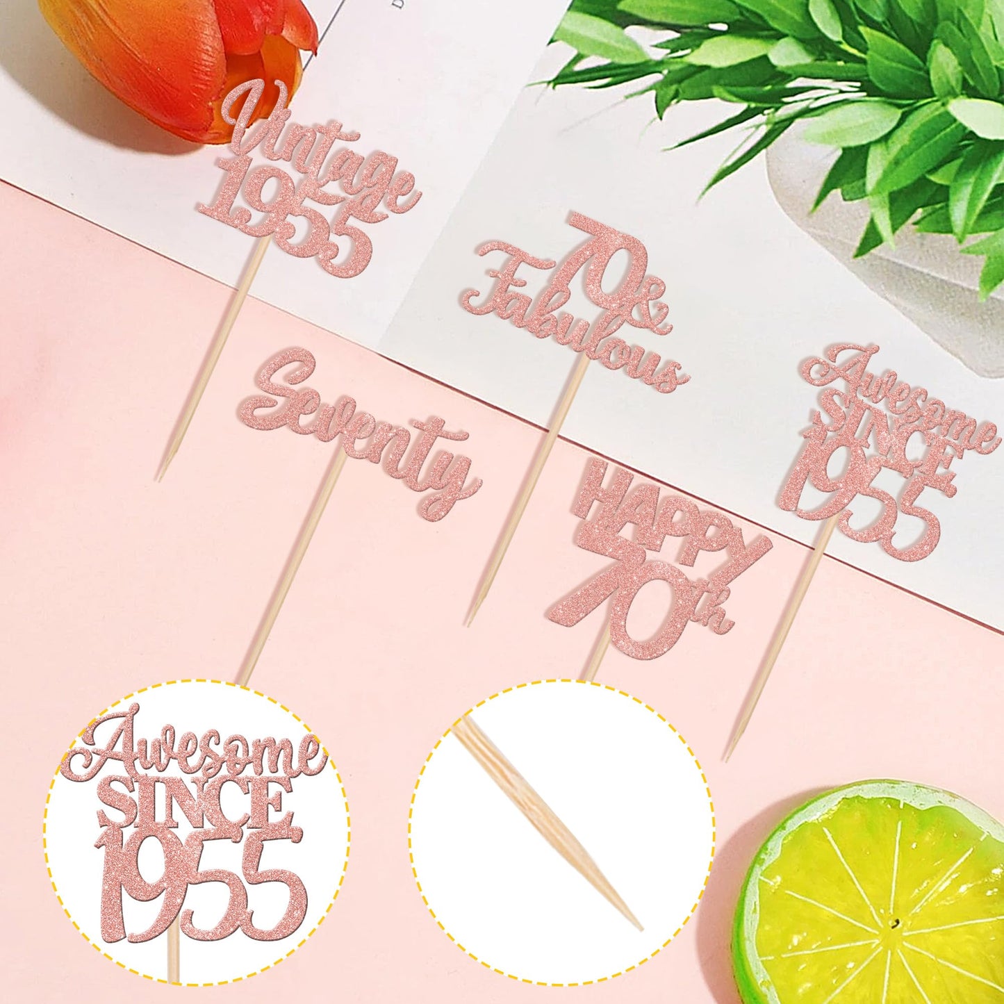 30Pcs Vintage 1953 Cupcake Toppers Glitter Seventy 70 Fabulous Happy 70Th Birthday Cupcake Picks Cheers To 70 Years For 70Th Bir
