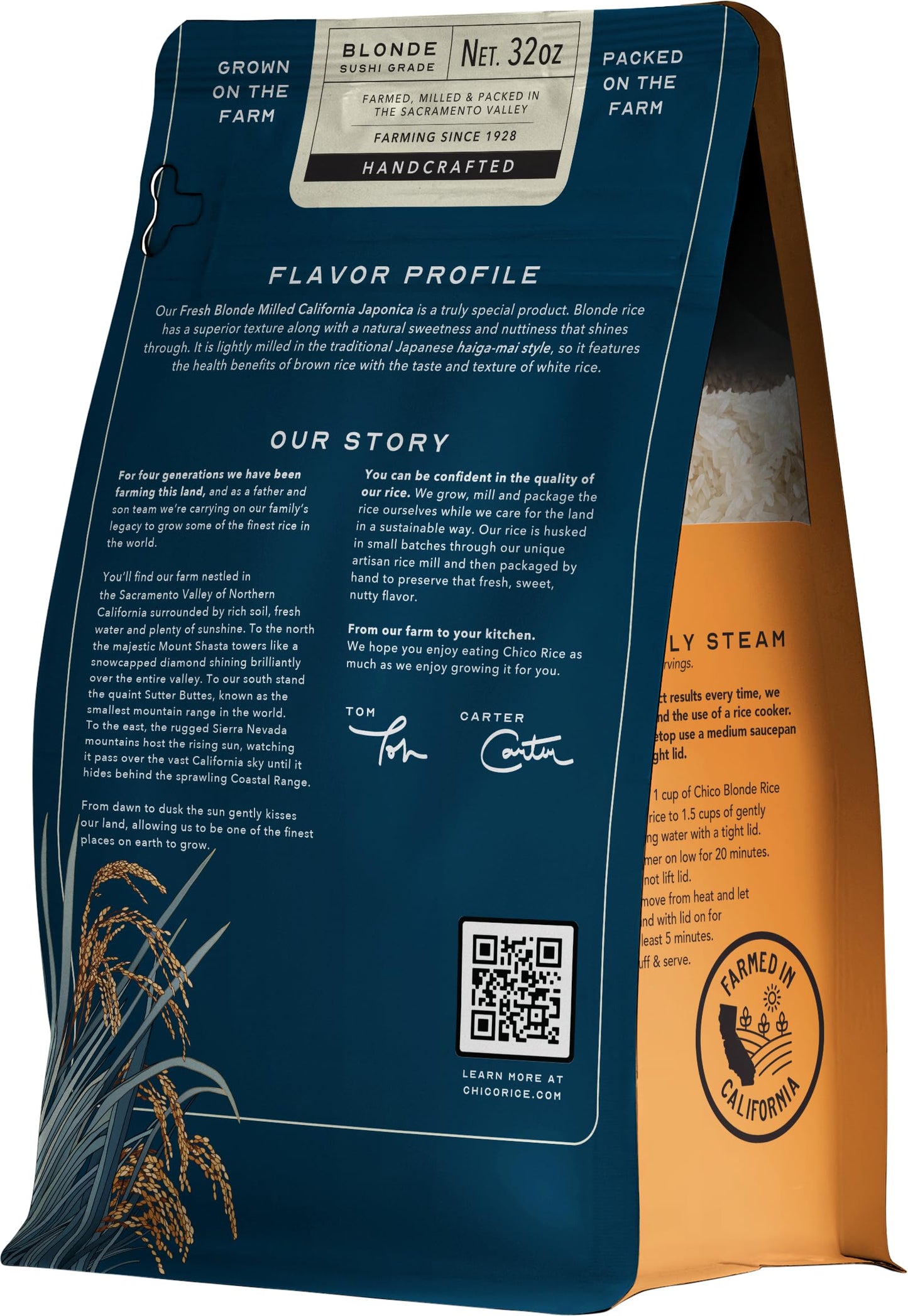 Chico Rice Blonde Milled California Japonica | Haiga-Mai Style, Freshly Milled, Non-Gmo, Gluten-Free, Vegan | Nutritious, Quick-