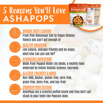 AshaPops Chili Flavored Popped Water Lily Seeds - Gluten-Free, Vegan, Paleo, Nut-Free, Corn-Free, Soy-Free, Non-GMO, Delicious P