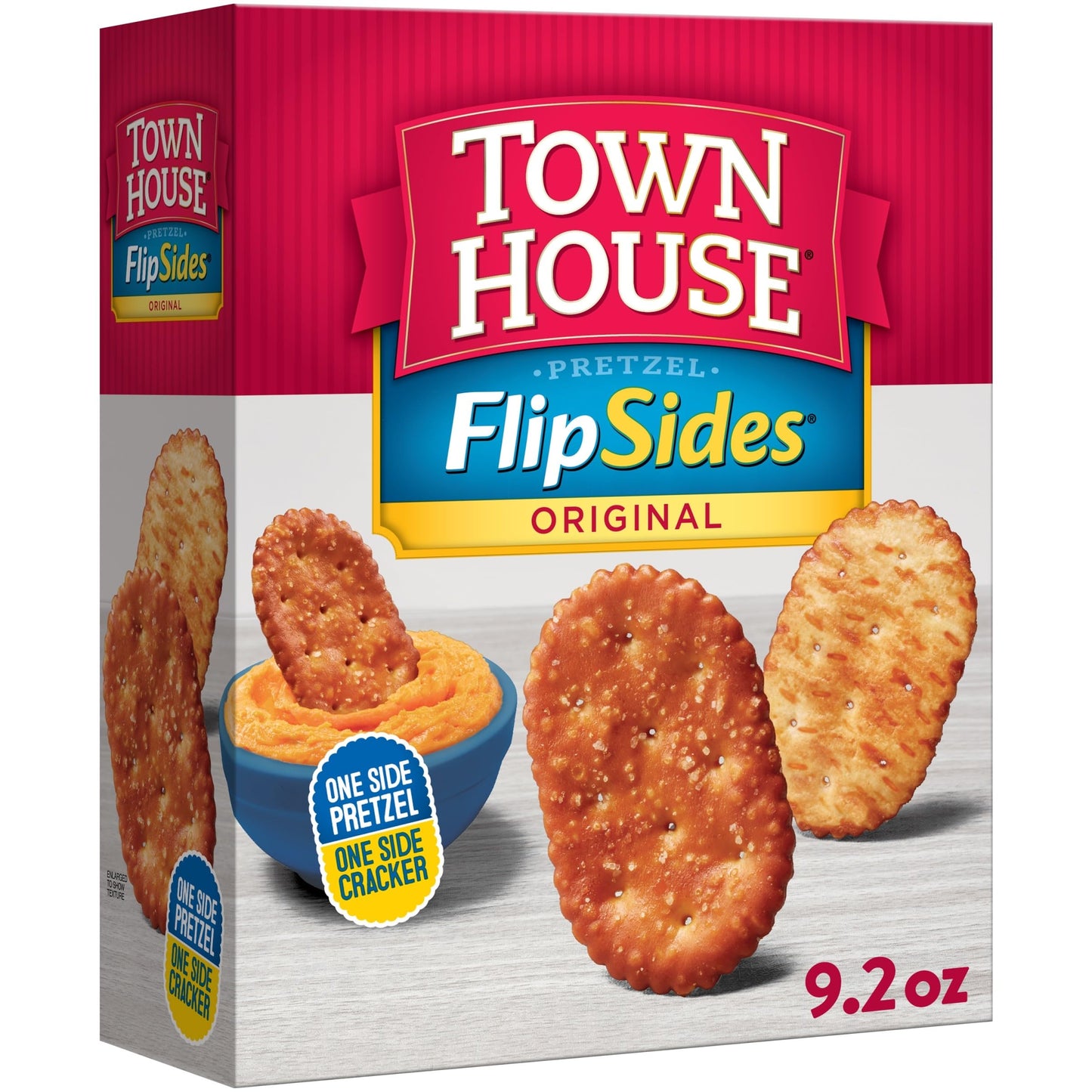 Town House FlipSides Oven Baked Crackers, Lunch Snacks, Snack Crackers, Original, 9.2oz Box (1 Box)