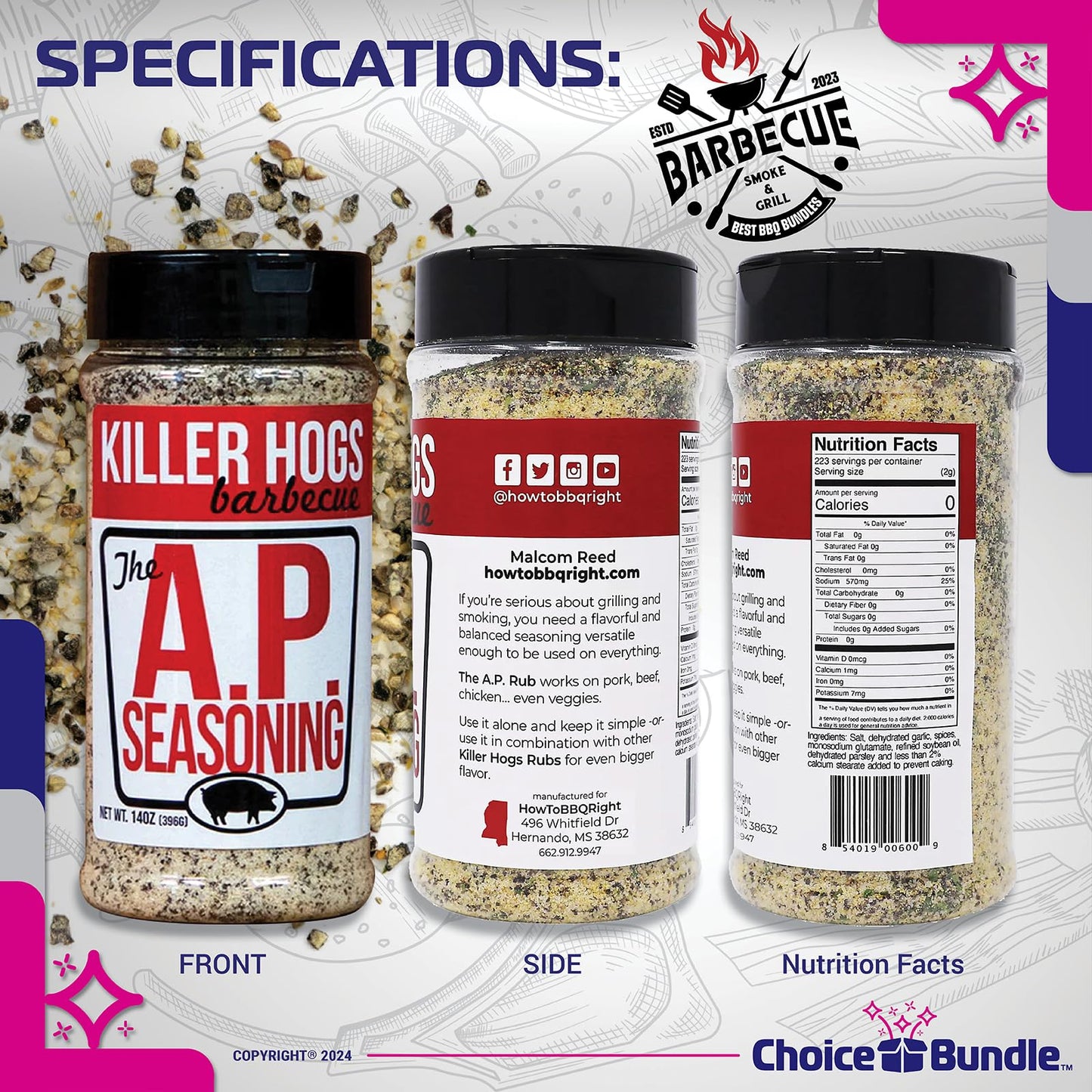 Choice Bundle reduceer Hogs AP All Purpose Seasoning & BBQ Rub 2 Pack, 25 oz Total, Ideal for Grilling and Barbecuing