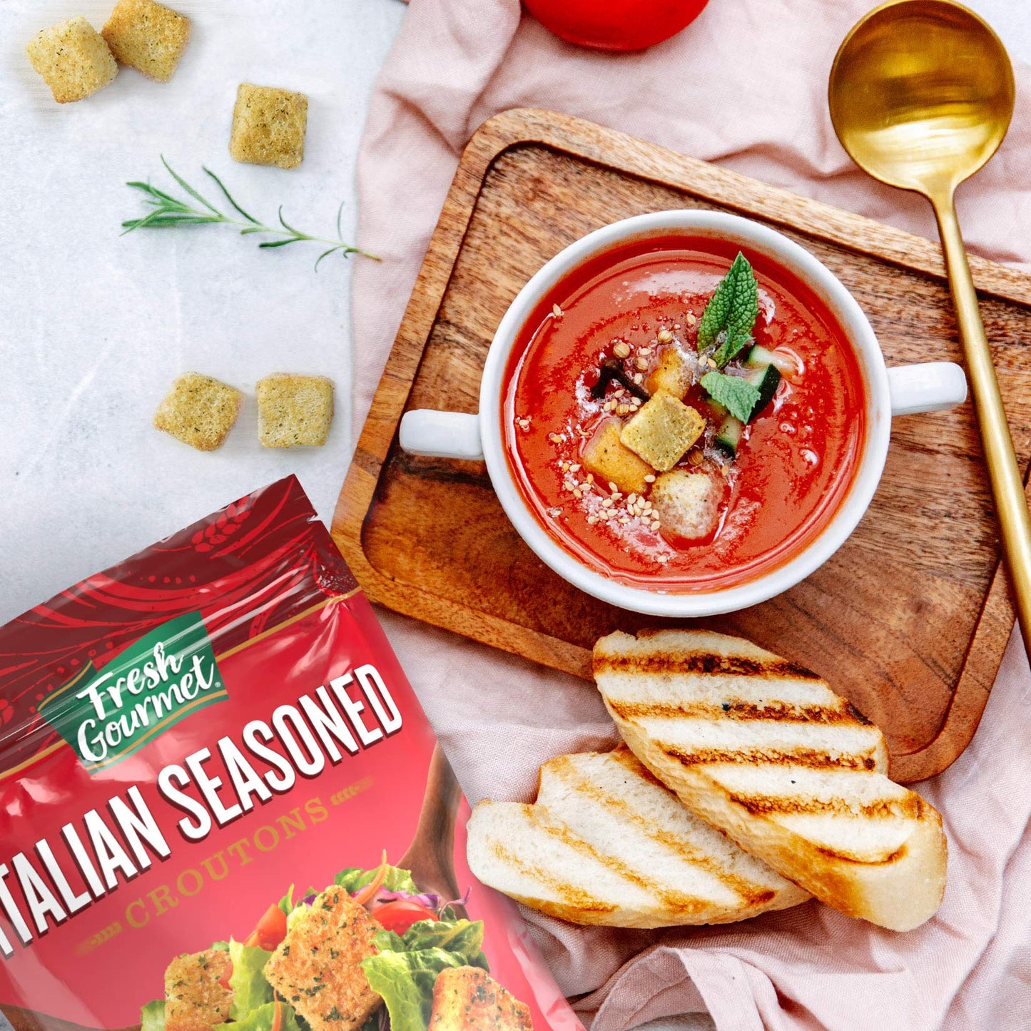 Fresh Gourmet Premium Croutons | Italian Seasoned | 5 Ounce (Pack Of 6) | Crunchy Salad Topper