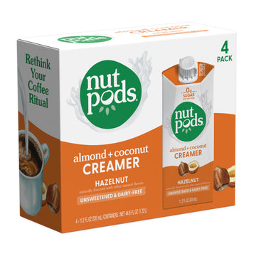 Nutpods Hazelnut Creamer - Unsweetened Non Dairy Creamer Made From Almonds And Coconuts - Keto Creamer, Whole30, Gluten Free, Non-Gmo, Vegan, Sugar Free, Kosher (4-Pack)