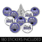 Purple Graduation Party Stickers For Kisses Candy, Chocolate Drops, 2025 Grad Party Favors - 180 Count