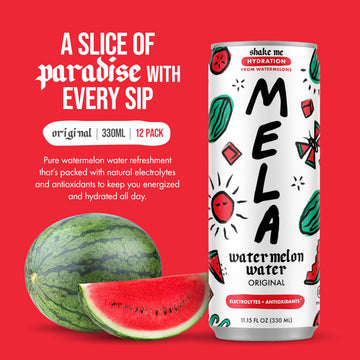 Mela Watermelon Water - Hydrating Juice Drink with Vitamin C, Electrolytes - 11.15 fl oz (Pack of 12) - Non-GMO, Gluten-Free