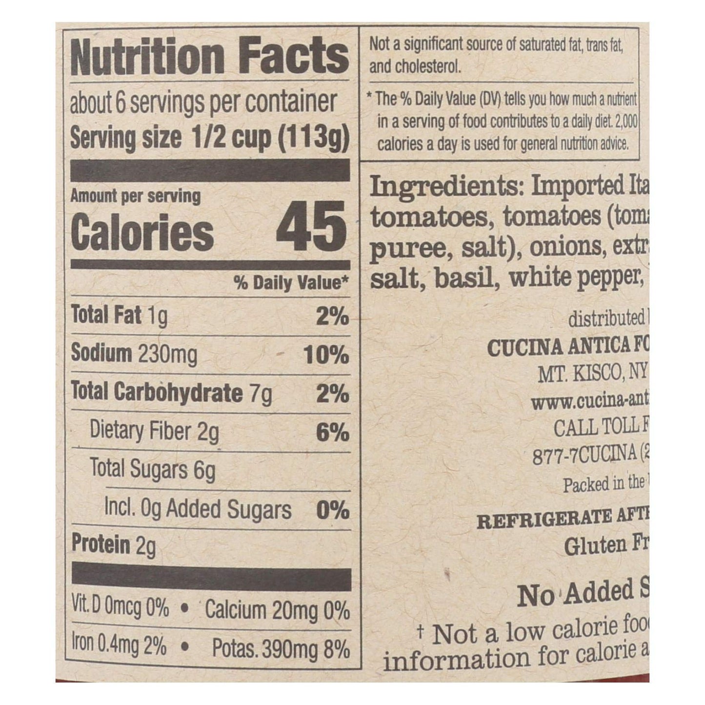 Cucina Antica - Tomato Basil Pasta Sauce - 25oz (Pack of 6) -Non GMO, Whole 30 Approved, Gluten Free