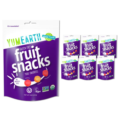 YumEarth Organic Fruit Snacks, 5oz. (Pack of 6), Allergy Friendly, Gluten Free, Non-GMO, Vegan, No Artificial Flavors or Dyes,5 