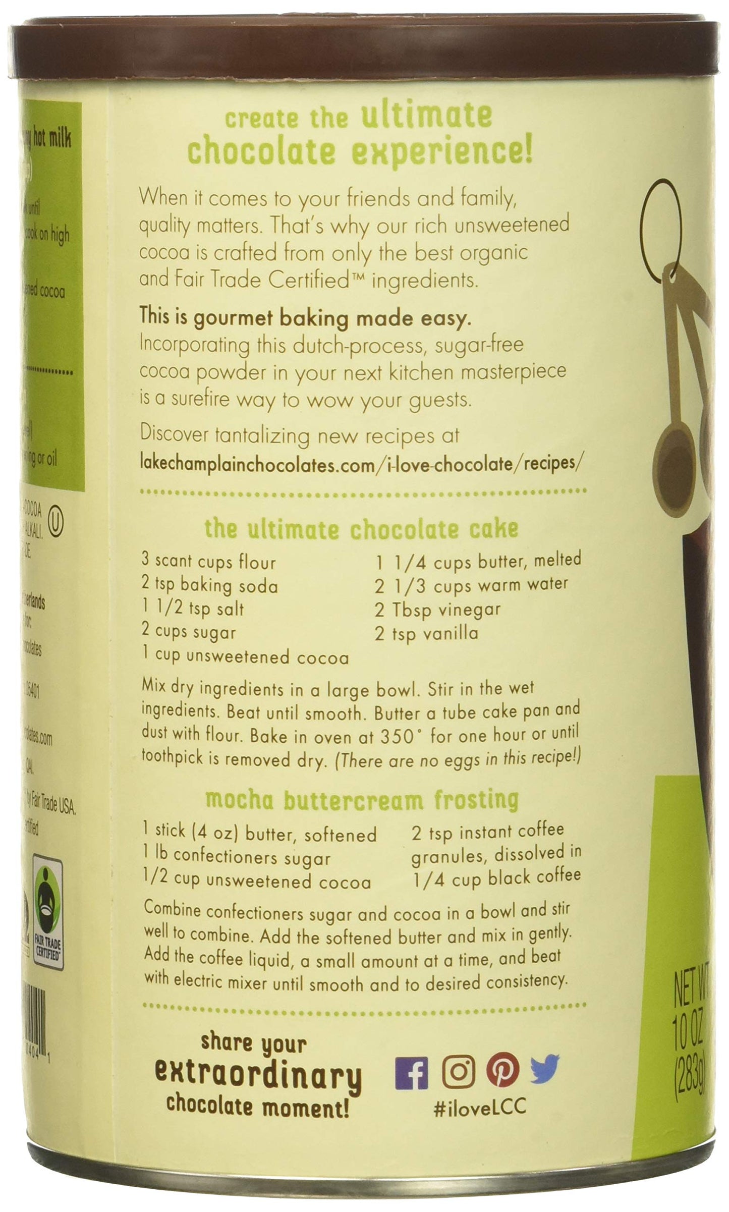Lake Champlain Chocolates Unsweetened Organic Cocoa, 10 Oz